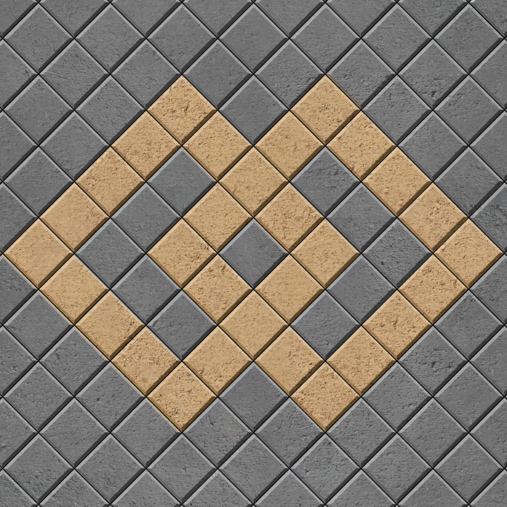 Paving Pattern | 45 Stack Bond with Contrasting Double Diamond Inlay